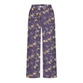 thumbnail image 3 of Womens Wide Leg Palazzo Lounge Pants with Pockets Fashion Printed Drawstring Elastic Waist Split Loose Sweatpants (L, Purple 02), 3 of 8