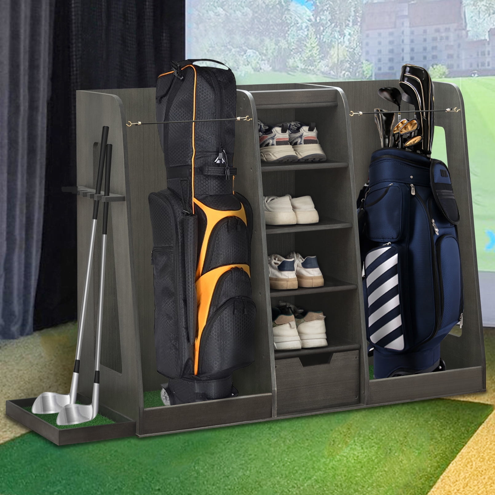 Mythinglogic Golf Storage Garage Organizer, Steel Golf Bag Stand