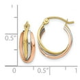 thumbnail image 2 of 10K Tri-Color Gold Earring Hoop Women'S 14 mm Polished Hinged Earrings, 2 of 2