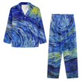 thumbnail image 3 of Renewold Soft Nightwear for Fall Spring Winter Vincent Van Gogh-The Starry Night Long Sleeve Top and Pant 2 Pieces Button-Down Pajama Set Stylish Loungewear Athletic Clothing Size M, 3 of 6