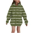 thumbnail image 2 of ATOGUTA Toddler Girls Sweatshirt Striped Pullover Top Hoodie Kids Long Sleeve Sweatshirts with Pockets Size 3T-14, Green, 2 of 5