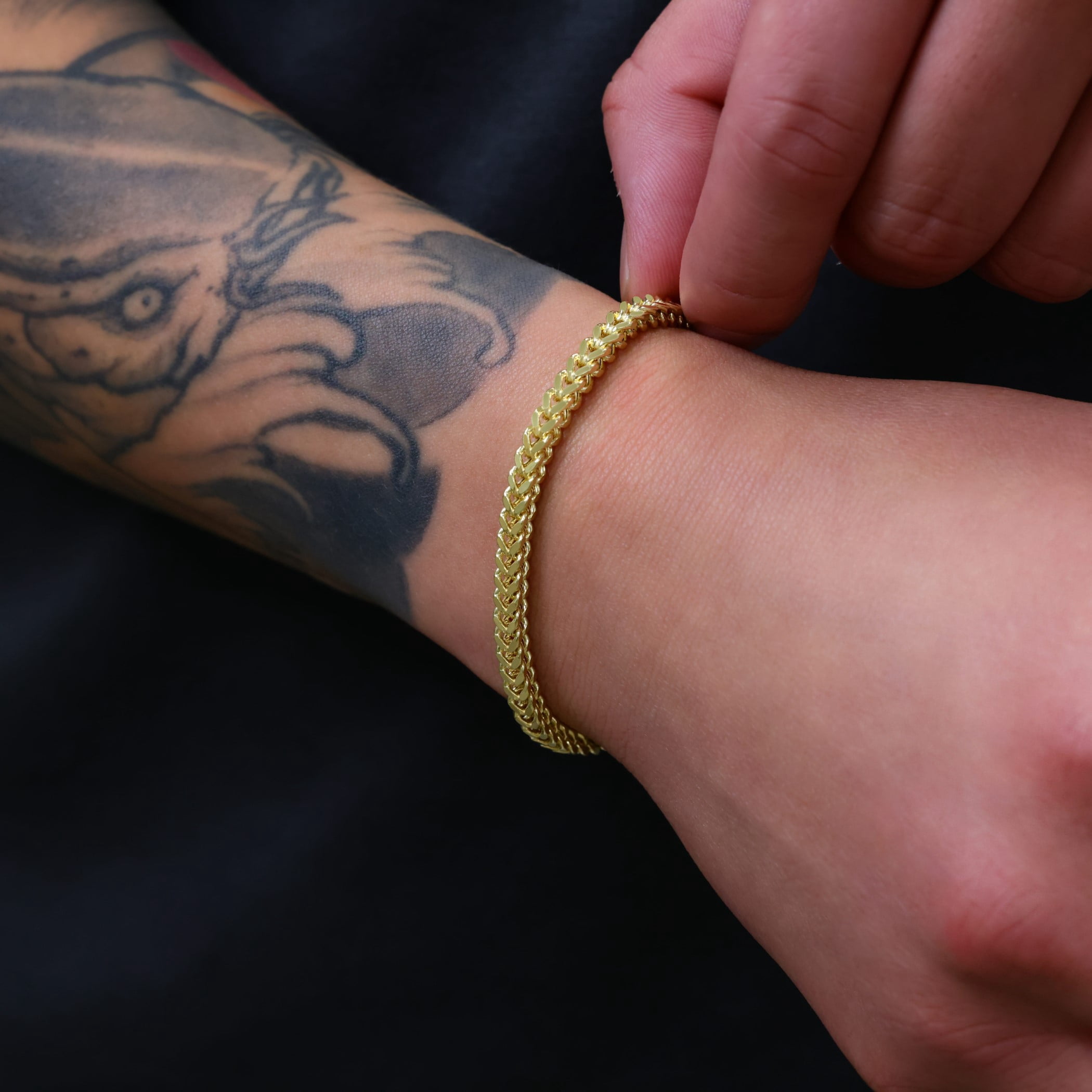Nuragold 10k Real Yellow Gold Franco Square 4mm Box Chain Wheat Chain Bracelet (7"-9") Italian Jewelry for Men