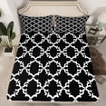 thumbnail image 2 of Manfei Abstract Geometric Floral Twin Sheet Sets,Boho Exotic Style Twin Fitted Sheet,White Black Flat Sheet For Men Women,Breathable Home Decor,3pcs, 2 of 7