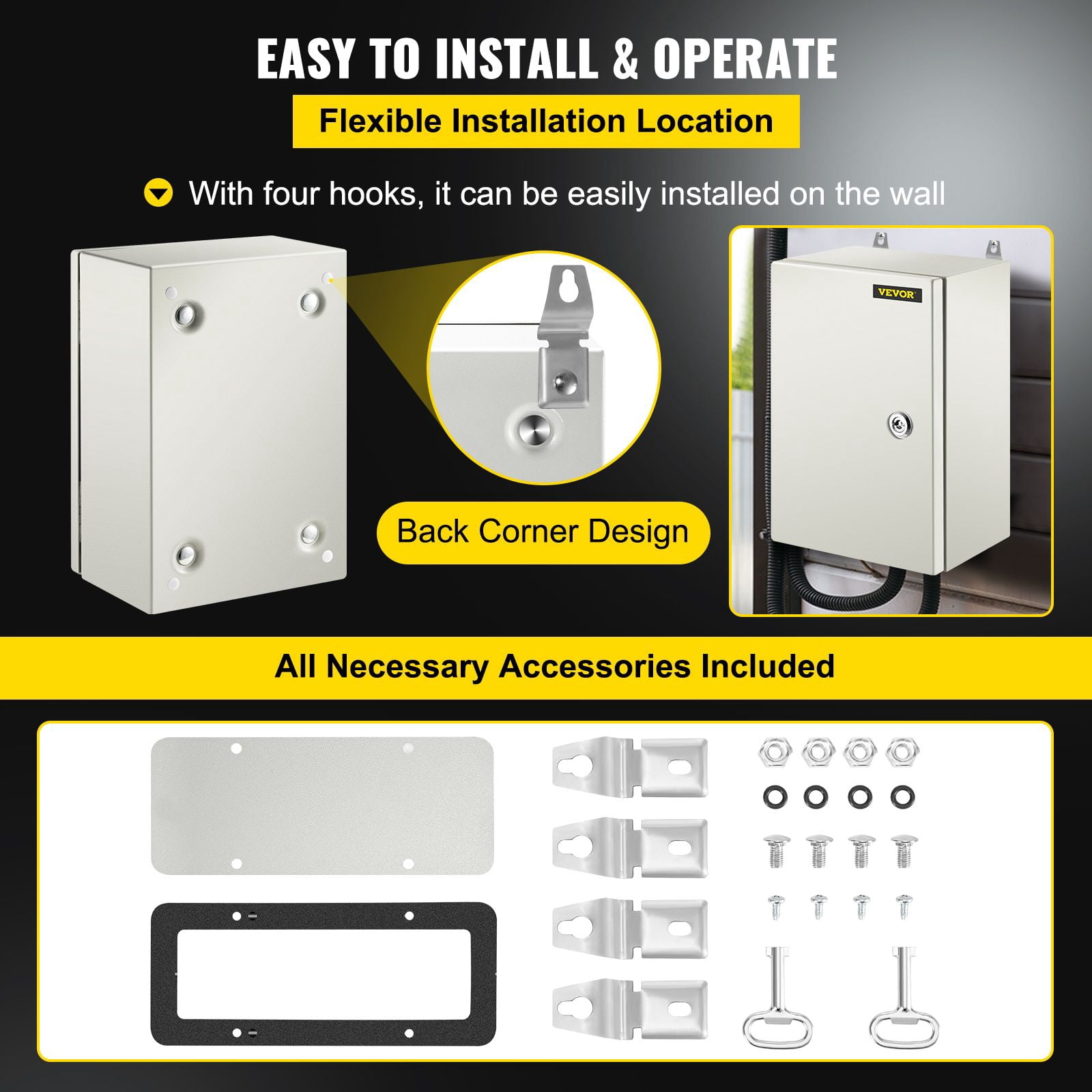 NEMA Steel Enclosure 12脳8脳6,NEMA 4X Steel Electrical Box,IP66 Waterproof & Dustproof,Outdoor/Indoor Electrical Junction Box,with Mounting Plate