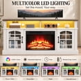 thumbnail image 3 of PAPROOS Fireplace TV Stand with LED Lights for 65" TVs, Electric Entertainment Center with 23'' Fireplace, for 400 Sqt Heating Area, Brown Tabletop&White Cabinet, 3 of 9