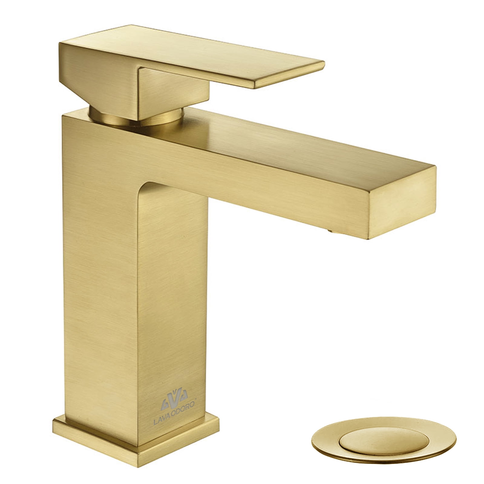 Brushed Gold Single Handle Square Bathroom Faucet