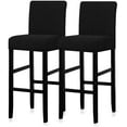 thumbnail image 1 of Housses de Chaise de Comptoir de Pub Réutilisables Housse Extensible Amovible Lavable Ensemble de 2 (86-Noir), 1 of 6