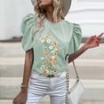 thumbnail image 2 of Gibobby Playera de Manga Corta Casual Suave Camiseta manga corta con cuello redondo y estampado flores para mujer(Verde,CH), 2 of 5