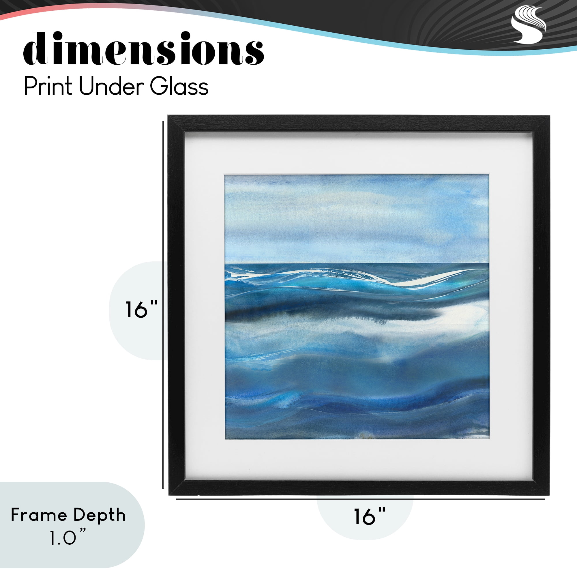 Stupell Industries Calm Expanse of Ocean Waves Black Framed Print Under Glass, design by Susan Jill