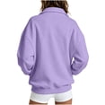 thumbnail image 4 of Plebaso Women's Zip up Sweatshirt Jacket Collared Hoodless Long Sleeve Fall Winter Outerwear with Pockets, 4 of 7