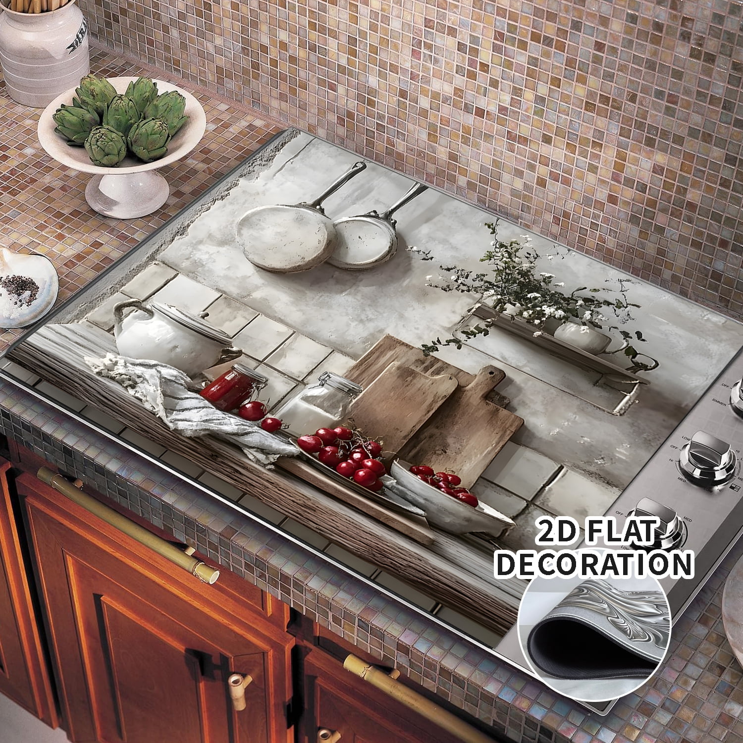 Heat-Resistant Glass Stove Top Cover– 28.5x20.5 Inch Electric Stove Protector, Scratch-Resistant, Expands Counter Space, Stylish Kitchen Decor