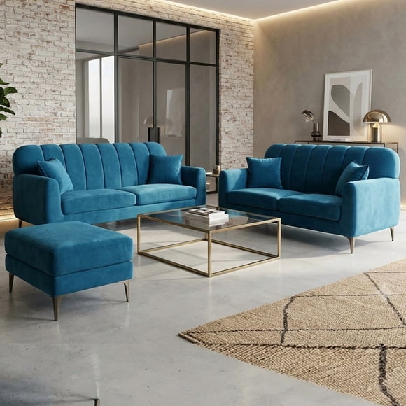 Salas 3-2-T Sofá Love seat Taburete Moderna Galia Muebles R21