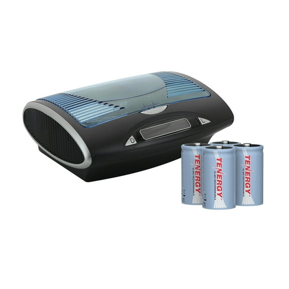 Tenergy T9688 Universal LCD Battery Charger And 4 Pack Rechargeable D Batteries