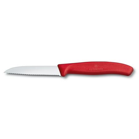 Victorinox Swiss Classic Paring Knife 3.1 Inch Wavy Edge Pointed Tip - Red