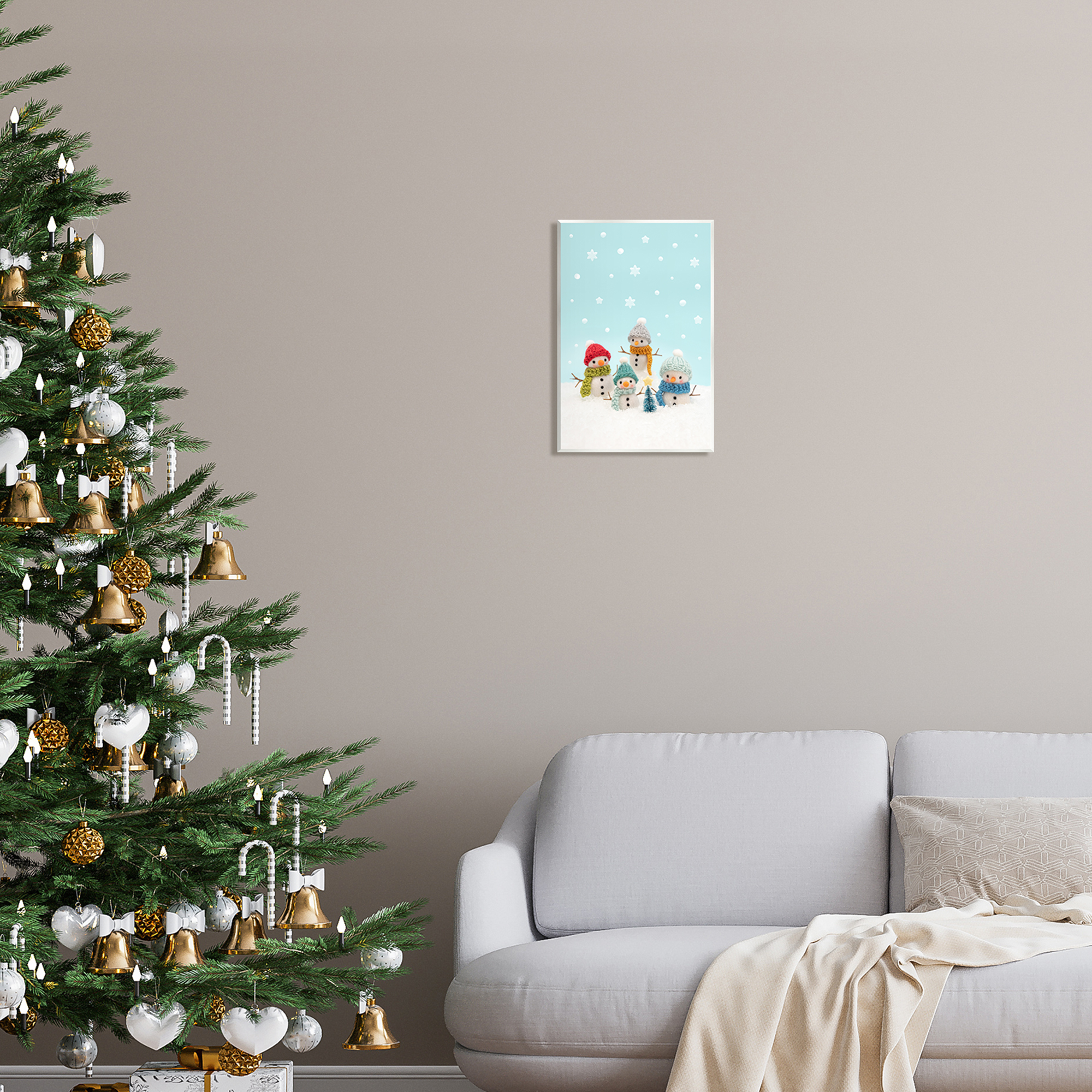 Stupell Industries Winter Snowmen Christmas Tree Holiday Photography Unframed Art Print Wall Art