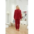 thumbnail image 3 of U2SKIIN Women's Fuzzy Pajama Set, Warm Fluffy Long Sleeve Plush Loungewear with Pockets,(Burgundy,S), 3 of 5