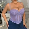 thumbnail image 6 of Women's Trendy Sexy Mesh Sheer Lace Spaghetti Strap Going Out Slimming Bustier Corset Bodysuit With Built In Bra Plus Size XL-4XL, 6 of 7