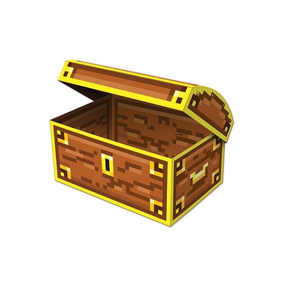 Party Central Pack of 12 Yellow and Brown 8-Bit Treasure Chests 8"