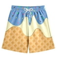 thumbnail image 4 of XUELUO Toddler Boys Pants Summer Cartoon Ice Cream Print Elastic Waist Drawstring Loose Comfortable Shorts Activewear,Blue,3-4 Years, 4 of 4