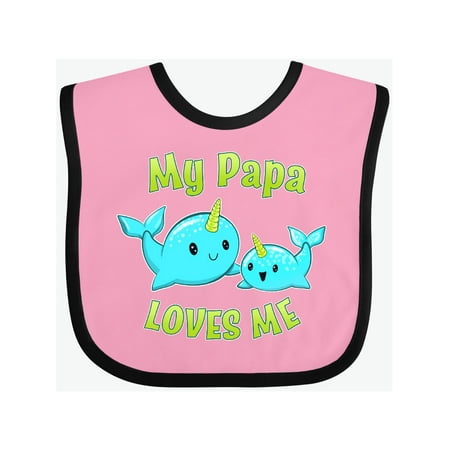 

Inktastic My Papa loves me- cute narwhal Gift Baby Boy or Baby Girl Bib