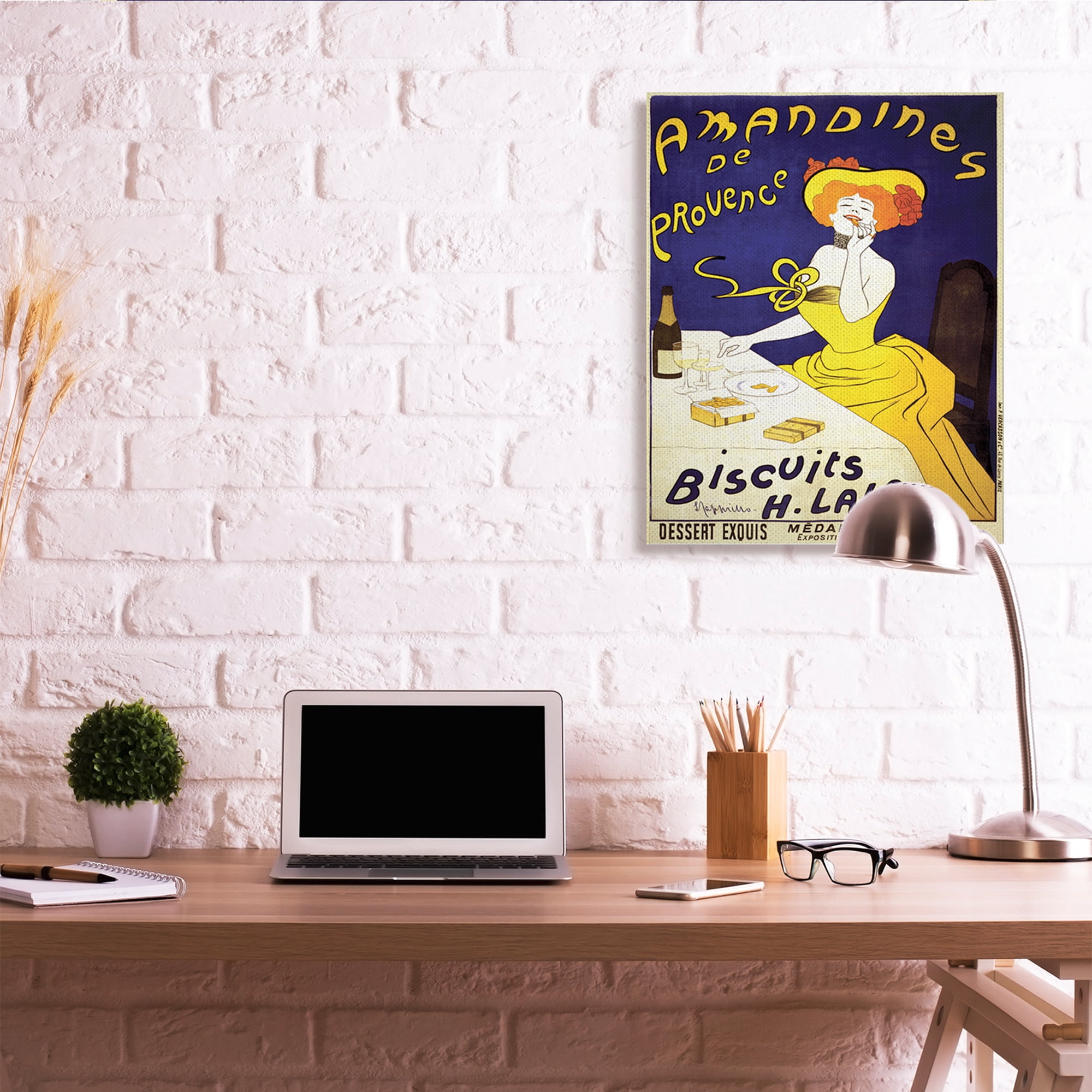 Stupell Industries Vintage Parisian Amandine's Biscuits European Advertisement Food & Beverage Painting Gallery Wrapped Canvas Art Print Wall Art, 30 x 40