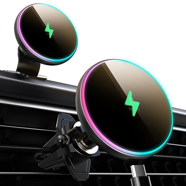 Cargador de coche MOKPR inalámbrico de 15 W con RGB para iPhone 14