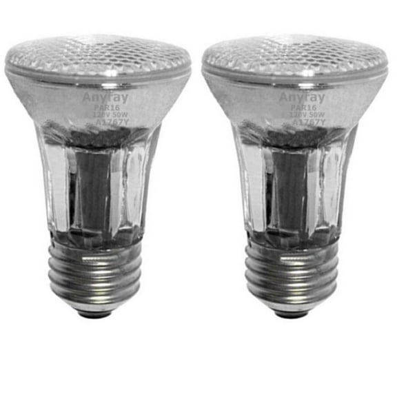 2-Bulbs Anyray A1767Y PAR16 50W Narrow Flood Light Bulb 130V Medium Screw E26 50 Watts 120V