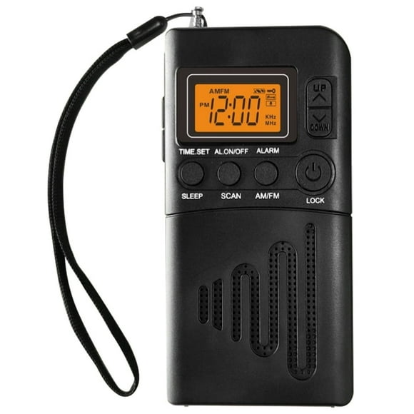 Digital Radio with LCD Display Digital Alarm Clock Sleep Timer Headset Jack Built-in Mic FM/AM Radio Battery Operated Pocket Radio for Hiking Jogging Camping