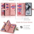 thumbnail image 2 of for Samsung Galaxy S24 Ultra Wallet Case with Card Holder, Detachable Magnetic Phone Case for S24 Ultra,PU Leather All-Round Protective Phone Case Wallet with Wrist Strap,Pink, 2 of 15