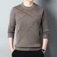 thumbnail image 1 of Autumn Winter New Middle Aged Men's Warm Sweater Han Simple Temperament Solid Jacquard Screw Thread Round Neck Pullover Knit Top, 1 of 5