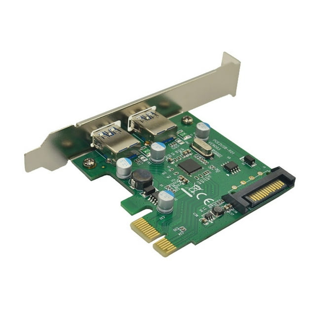 USB 3. 0 PCI Express Expansion Card Adapter 2 Port USB3.0 Hub Internal SATA Power Supply USB 3 to PCIE PCI Express Adapter Cards Green