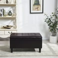 thumbnail image 3 of Storage Ottoman, Lift Top Bed Bench Oversize Cocktail Footrest Stool in Upholstered Faux Leather, Large Square Coffee Table for Living Room Bedroom, 33.86"L x 26"W x 18.1"H, Dark Brown, 3 of 7