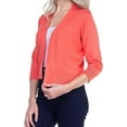 thumbnail image 2 of Cielo 1985 Women's Open Bolero Cardigan Sweater - cropped 3/4 sleeves lightweight - By The Simply Fashion orange L, 2 of 6