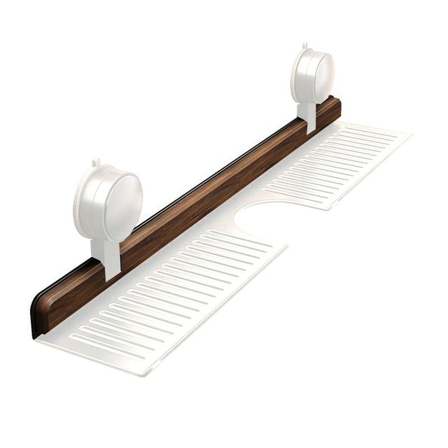 Matsuzay Estante de baño de nogal con ventosa, sin taladro, para montar en la pared, ideal para el baño, el dormitorio o el inodoro. Almacenamiento y organización del hogar tipo+4 50cm