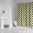thumbnail image 2 of Olive Green and White Checkerboard Pattern Shower Curtain 84"x72" ,Bathroom Decorative Shower Curtains Set with 12 Hooks,Modern Waterproof Washable Shower Curtain, 2 of 6