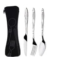 thumbnail image 1 of Stainless steel western steak knife, fork and spoon creative cloth bag portable western tableware set three-piece set, 1 of 2