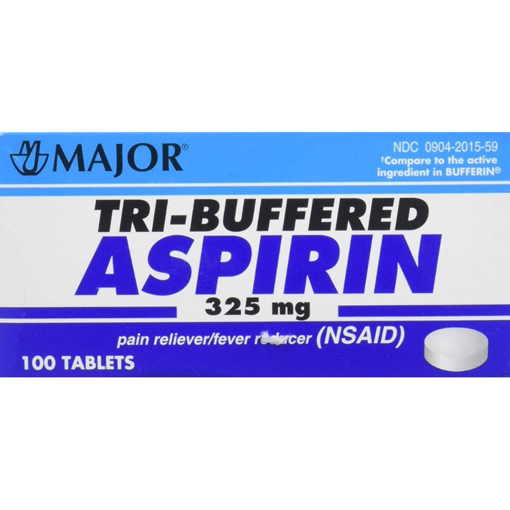Major TriBuffered Aspirin Pain Reliever & Fever Reducer Tablets, White