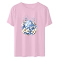thumbnail image 4 of UPPADA Easter Femmes Oeufs Imprimé T-Shirts Heureux Easter Graphique Bunny Lapin Mignon T-Shirts Manches Courtes Décontracté Col Rond T-Shirts Été Basique Coupe Régulière Chemises Rose,TTTG, 4 of 5