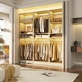 thumbnail image 2 of 25'' Freestanding Closet System - iSunirm Small Closet Organizer with 2 Hanging Rods & Shelves, Walk In Closet System for Home & Closet, Sturdy Garment Rack, 25''W x 16''D x 80''H, Whtie Oak, 2 of 8