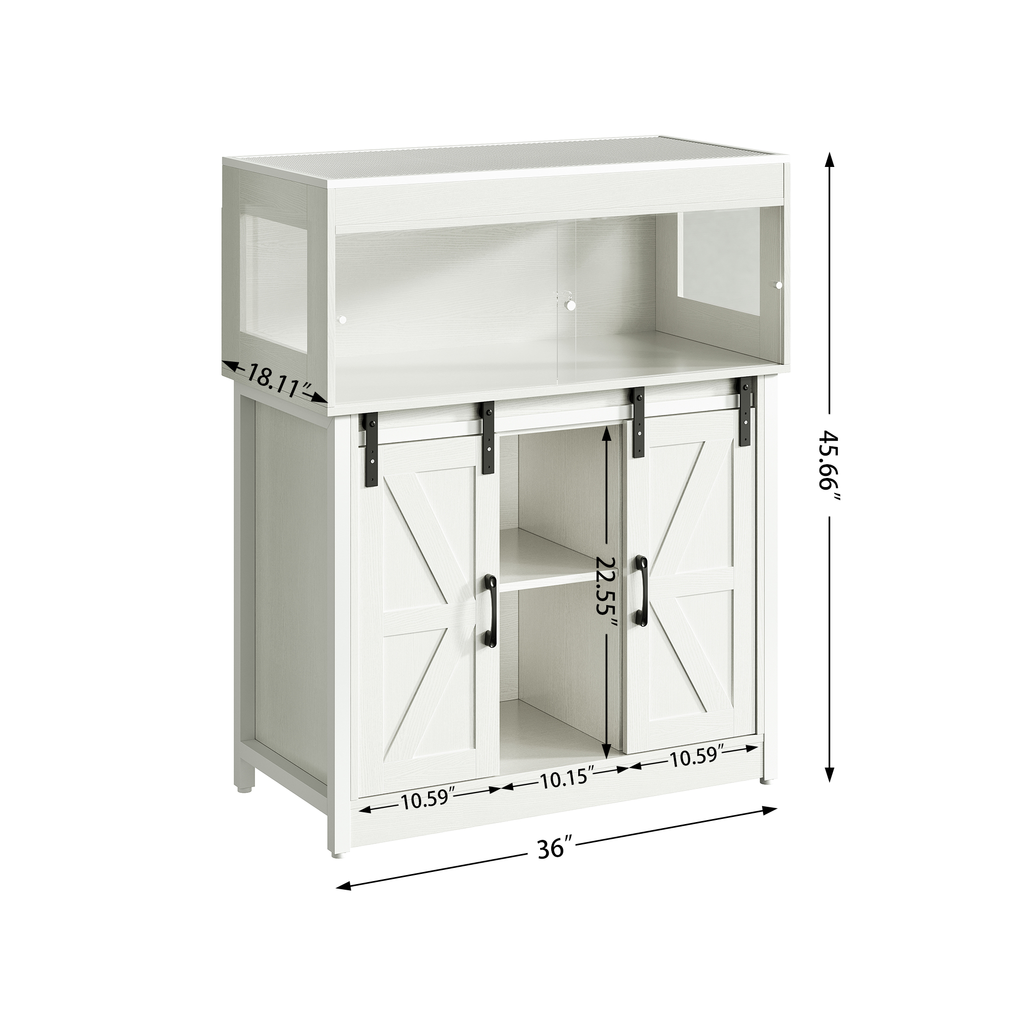 Herture 40 Gallon Reptile Terrarium with Stand, Reptile Tank with Barn Door and Storage, Vivarium with Acrylic Doors, Ventilated Mesh Top & Power Outlet, for Geckos, Lizards, Snakes White PX06RTW