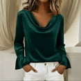 thumbnail image 2 of Velvet Blouses for Women, Cowl Neck Trendy Long Sleeve Shirts, Fall Casual Elegant Tops, 2 of 6