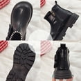 thumbnail image 5 of Girls Winter Ankle boots Cute Bow Pearl Fringe Stitching Leather Short Zipper Chelsea Booties Casual Princess Dress Shoes Black 1 Big Kids, 5 of 8