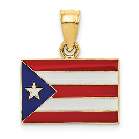 Player Charm 14kt Gold Jewelry - 14kt Yellow Gold Solid Enameled Puerto Rico Flag Pendant Charm Necklace Travel Transportation Fine Jewelry Ideal Gifts For Women Gift Set From Heart