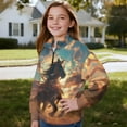 thumbnail image 3 of Uorisanigo Kids Girls Sweatshirt Casual Long Sleeve Zipper Sweatshirt Oversized Desert Tribal Horse Pullover Tops Teen Girl School Athletic Tops Fall Fashion Outfits Clothes, 3 of 7