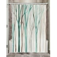 thumbnail image 3 of Tree Fabric Shower Curtain, Art Style Abstract Birch Forest Rustic Wood Polyester Fabric Waterproof Bath Curtain, Farmhouse Bathroom Shower Curtains with Hooks, 3 of 7