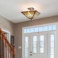thumbnail image 4 of Tiffany Style Ceiling Light Fixtures 14” Wide Stained Glass Lamp Shade 2-Light Classical Mission Style Semi Flush Mount Ceiling Light, 4 of 6