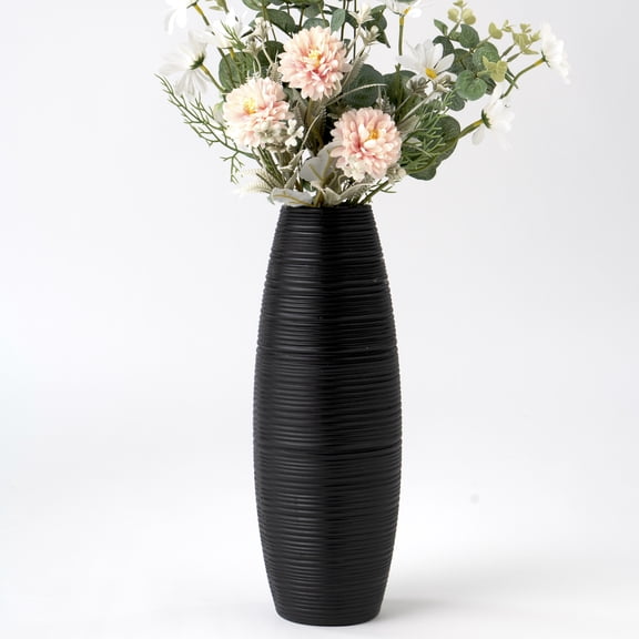 Leewadee - Black Floor Vase for Pampas Grass, Large Flower Vase for Home Decor, 13 inches, Resin