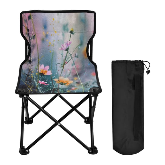 600D Oxford Camping Chair Portable Foldable Chair Supports 220 lbs for Picnic, Fishing, Backpacking Abstract Wildflowers