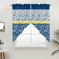 thumbnail image 3 of Blue Yellow Kitchen Window Curtains, Swag Curtains Valance for Bedroom Living Room Bathroom, Botanical Floral Motifs Wildflower Striped Rod Pocket Window Curtain Block Drapes 2 Panels 36"x45", 3 of 6
