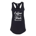 thumbnail image 2 of Wild Bobby Coffee Gets Me Started Jesus Keeps Me Going Inspirational/Christian Women Racerback Tank Top, Black, Small, 2 of 5